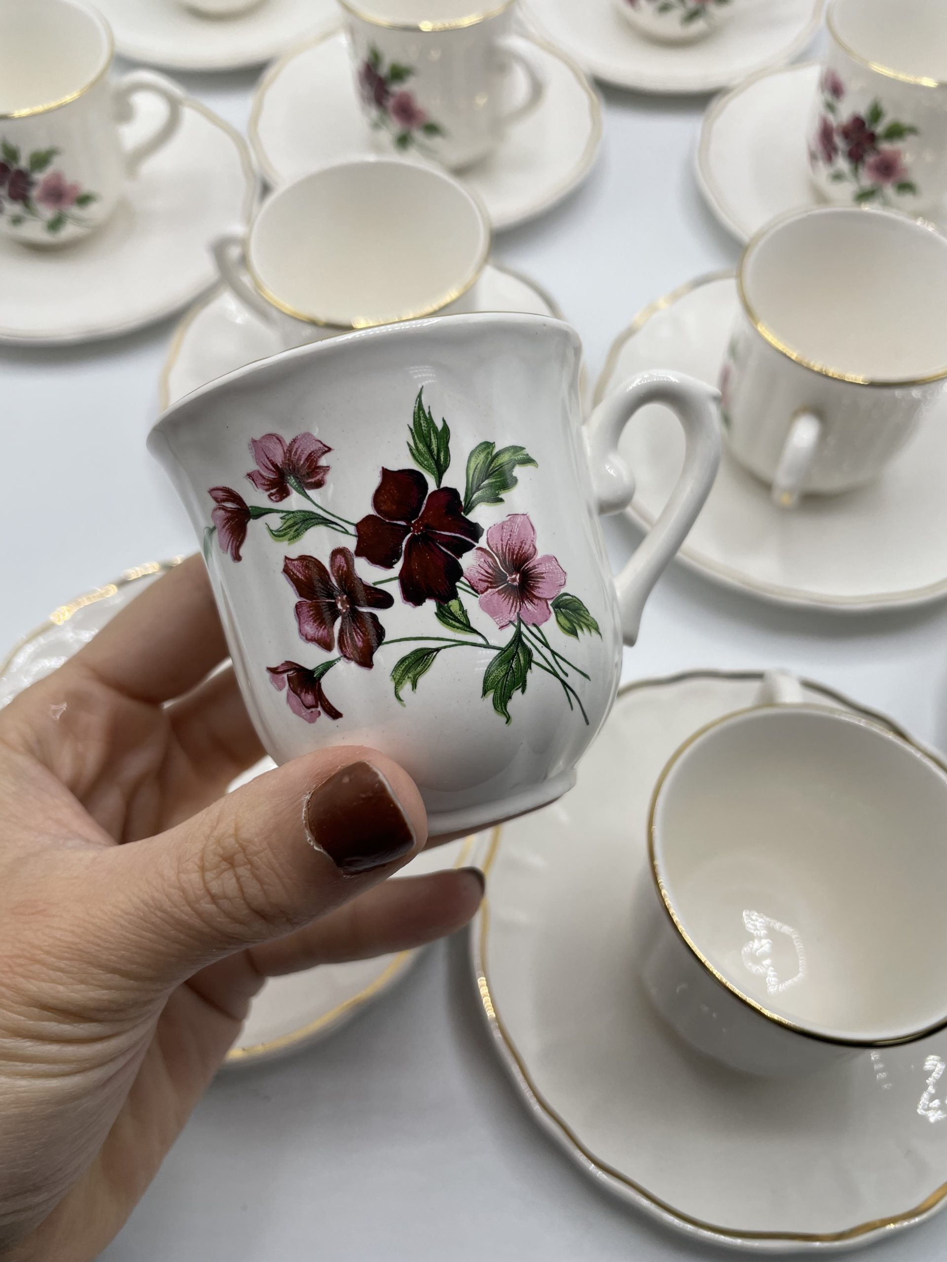 Service à thé vintage complet 30 pièces Salins France Briare – Image 5