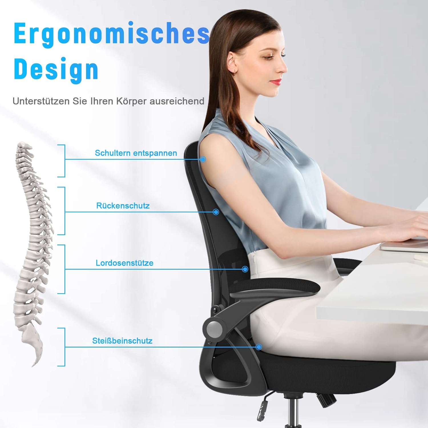 Chaise de bureau ergonomique avec support lombaire – Image 3