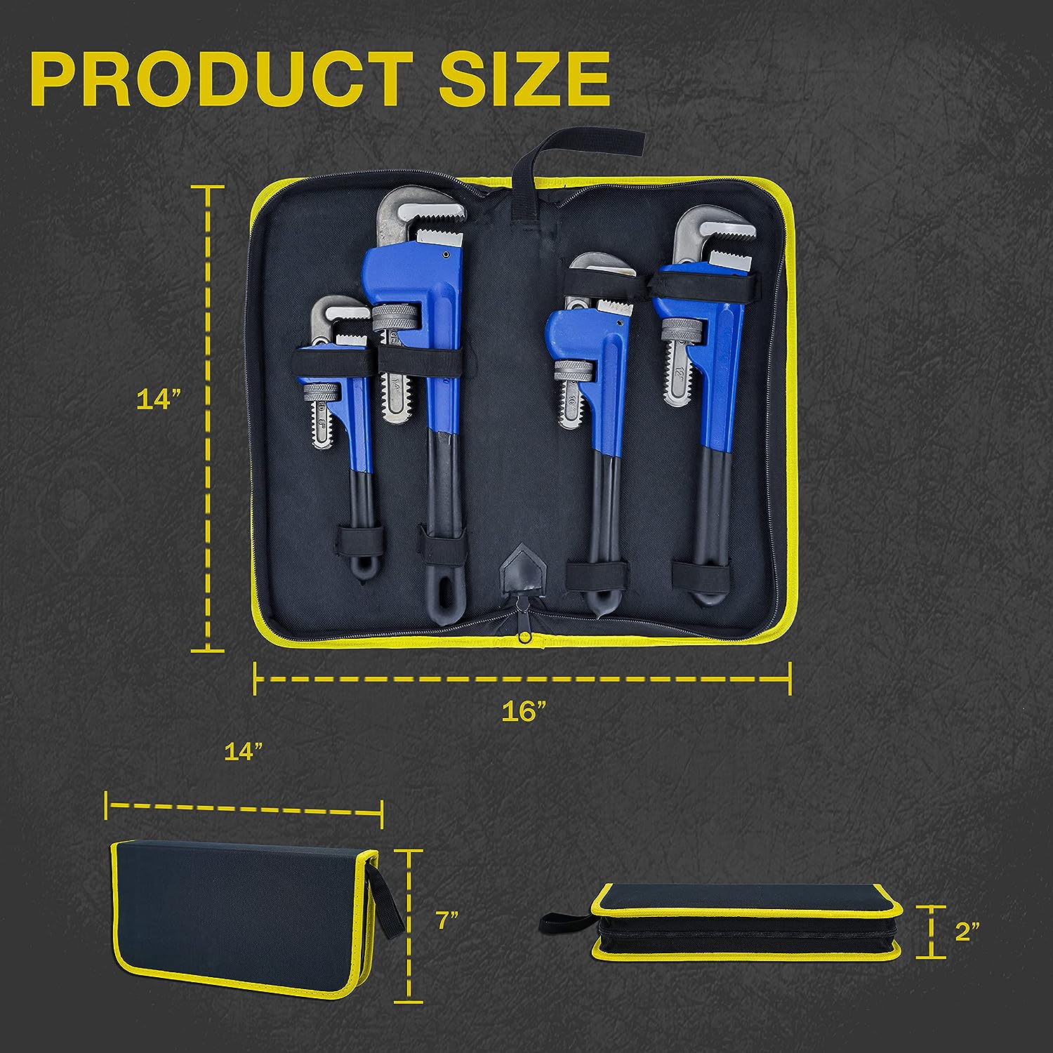 Jeu de clés à tube réglables robustes traitées thermiquement 8″, 10″, 12″, 14″ – Image 4