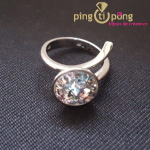 Bague spiralée en argent 925 et cristal blanc diamant de SPARK