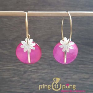 Petites créoles Fleurs en or et nacre rose La Petite Sardine