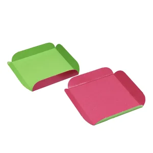 Carré rainé vert / fuchsia 8 x 8 cm par 200