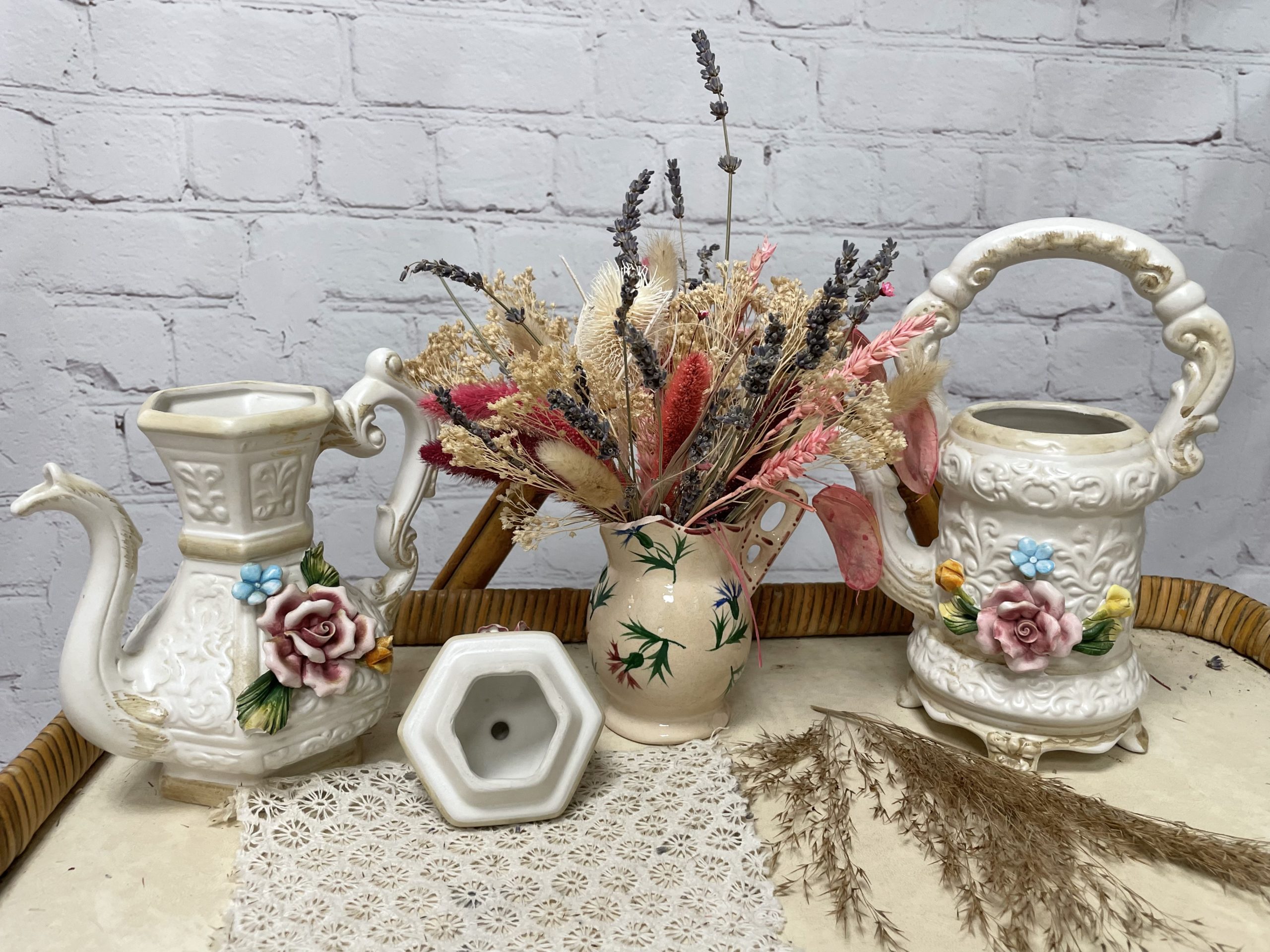 Duo théière et cafetière porcelaine Capodimonte