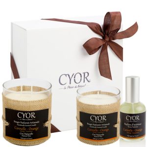 COFFRET CANNELLE ORANGE BOUGIE+GRANDE BOUGIE+PARFUM D’INTERIEUR