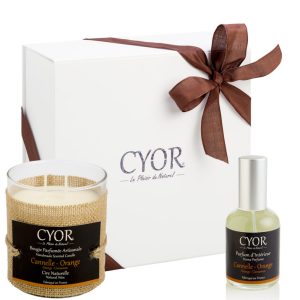 COFFRET CANNELLE ORANGE GRANDE BOUGIE+PARFUM D’INTERIEUR