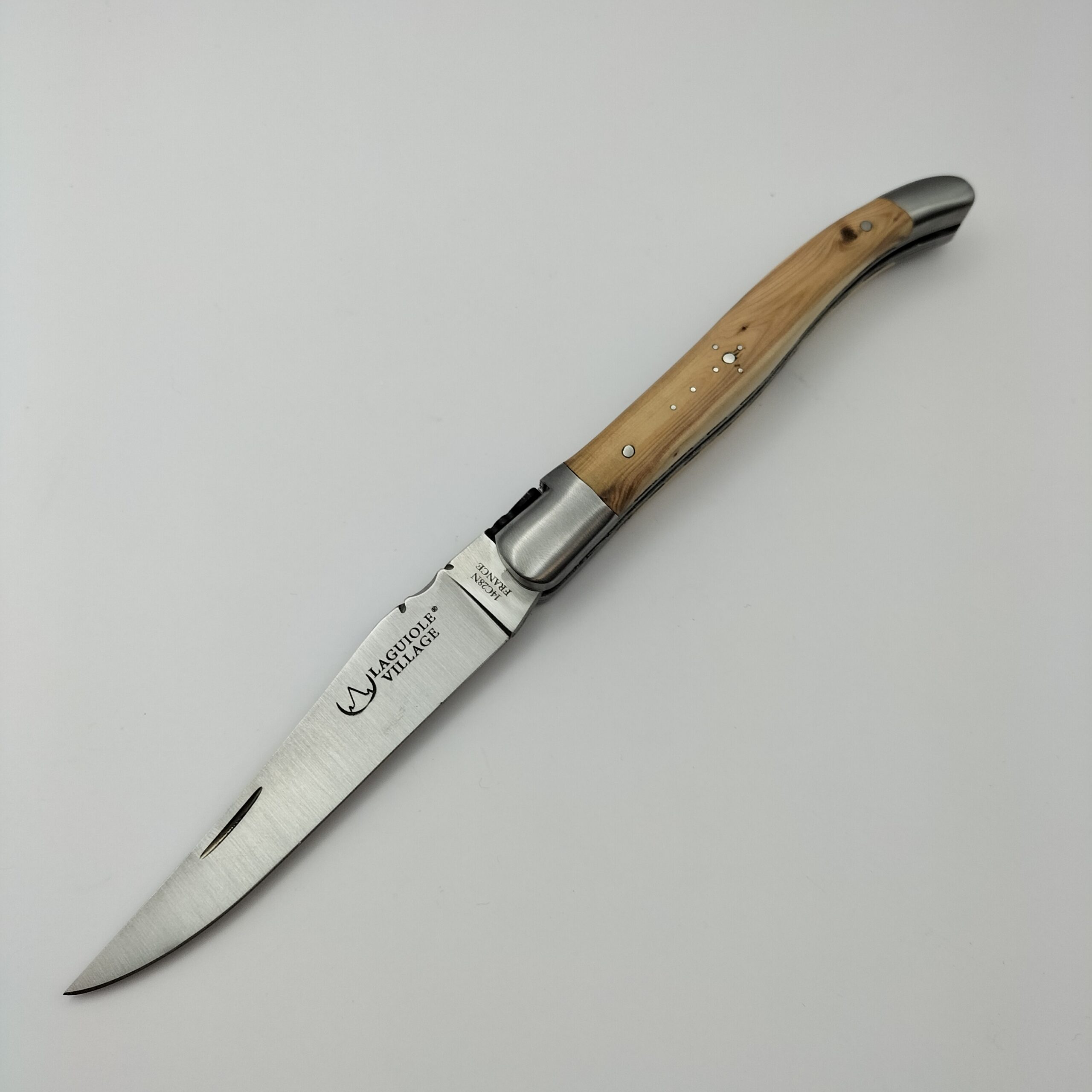 Couteau Pliant Laguiole Village 12 cm Double platines 2 Mitres Genévrier – Image 2
