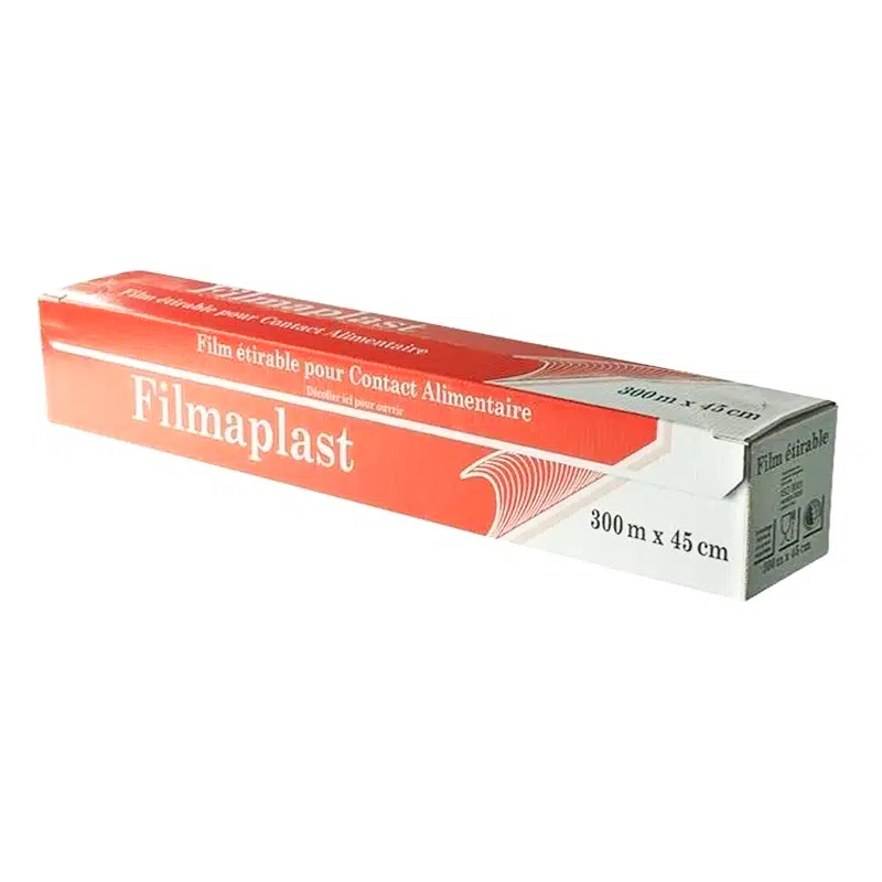 Rouleau film étirable alimentaire en boite distributrice 300 x 0.45 m