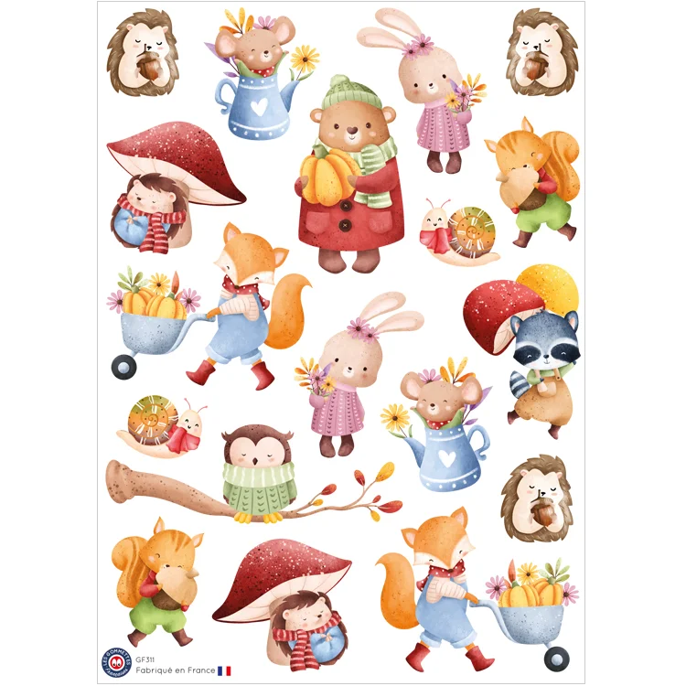 18 gommettes petits animaux d’automne