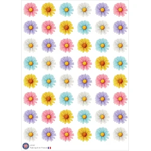 48 stickers marguerites aquarellées