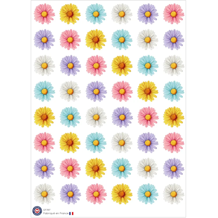 48 stickers marguerites aquarellées