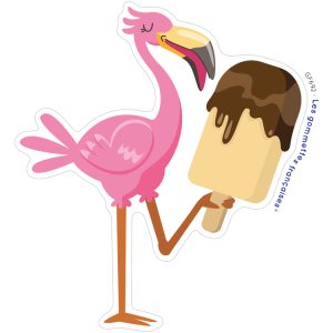 Stickers Flamant rose glace
