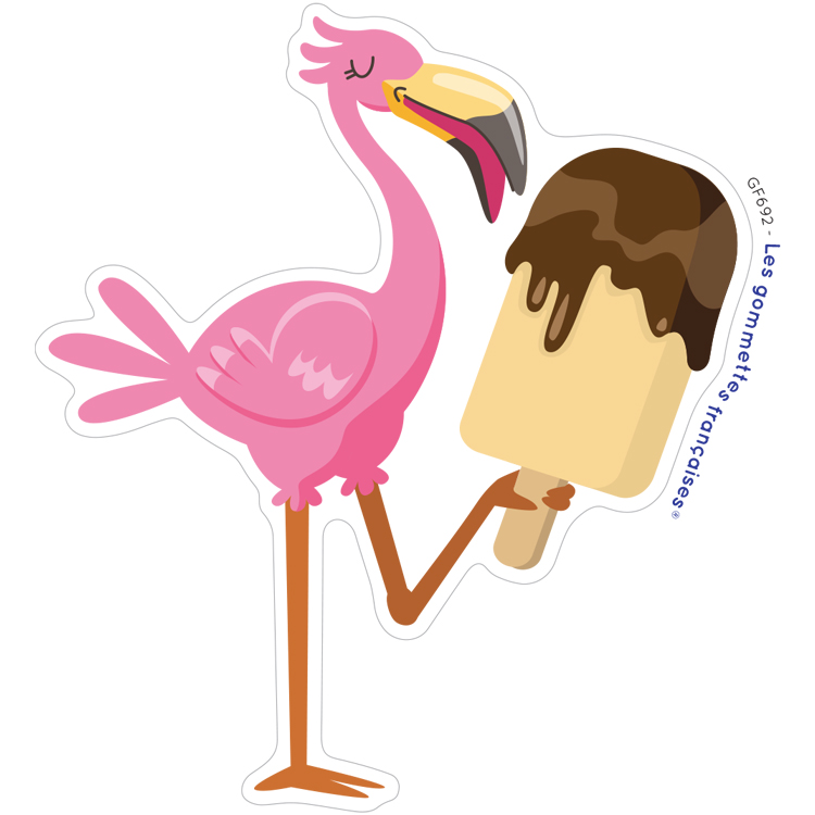 Stickers Flamant rose glace