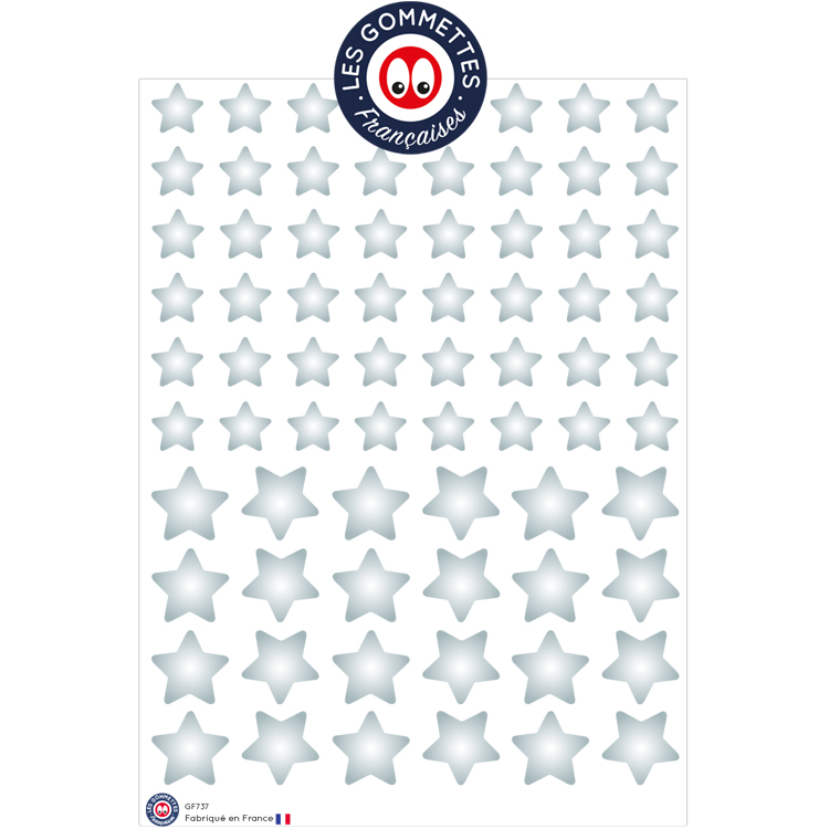 72 gommettes étoiles grises