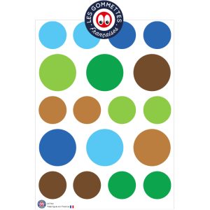 18 maxi gommettes rondes couleurs froides Ø 3 et 4cm