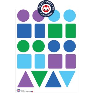 20 maxi gommettes géométriques couleurs froides