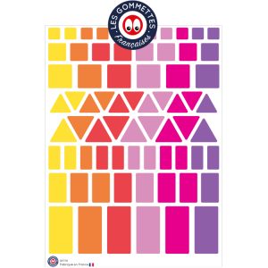 70 gommettes géométriques multicolores couleurs chaudes