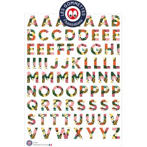 73 gommettes alphabet fleuri