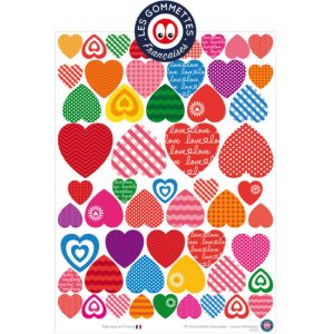 55 gommettes Coeurs fantaisies