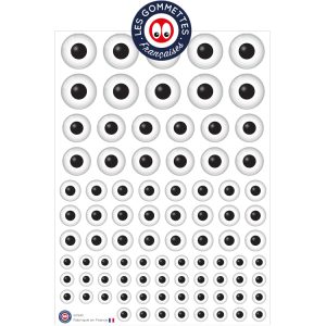 87 gommettes Yeux noir et blanc