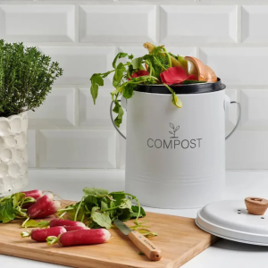Seau à compost rond blanc – 8 L