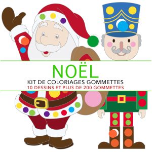 218 gommettes rondes + 10 dessins à gommettes Noël à décorer et à colorier