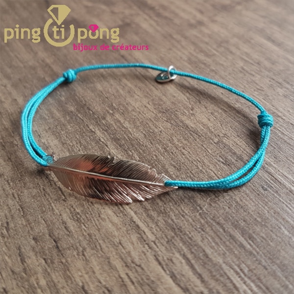 Bijoux plume bleu – Bracelet argent femme – L’AVARE bijoux