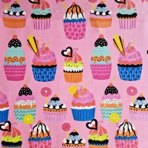 Tissu Cup Cakes Rose