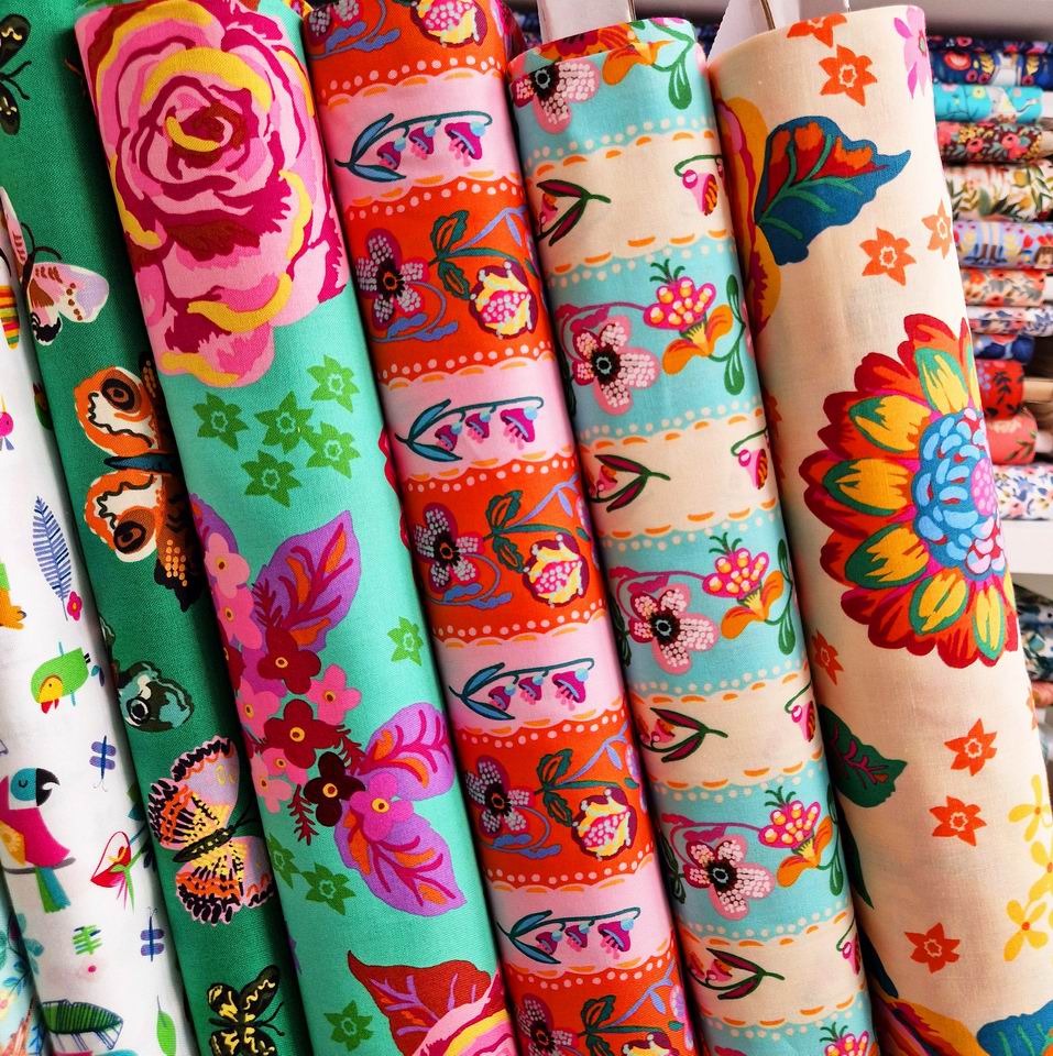 Tissu Nathalie Lété Un Printemps à Paris Rayures Fleurs Aqua – Image 5