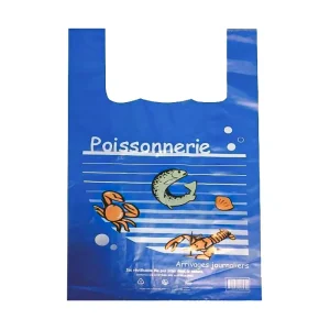 Sac bretelle « Poissonnerie » 26 + 12 x 45 cm 50 µ en PEBD par 500
