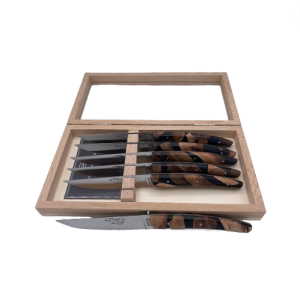 Coffret bois 6 couteaux LE THIERS® Cepe de vignes – Locau