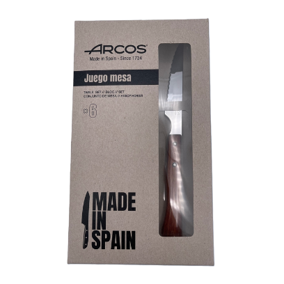 Coffret de 6 couteaux steak micro-dentés bois de hêtre compressé – Arcos – Image 2