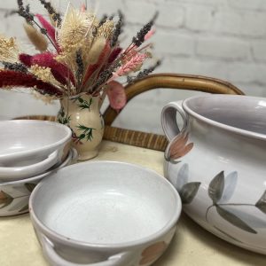 Service vaisselle vintage 4 pièces terre cuite vernissée Le pot de terre