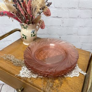 Lot de 5 assiettes à dessert vintage rose Beau rivage Vereco