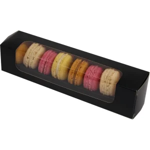 Boite macaron noire pour 8 macarons en carton