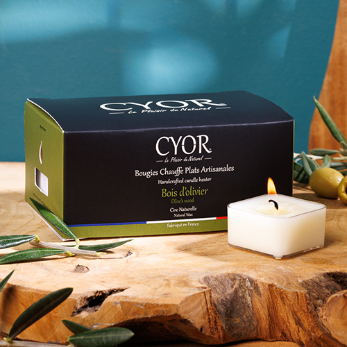 BOUGIES CHAUFFE PLATS BOIS D’OLIVIER