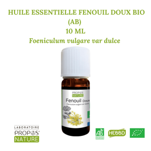 FENOUIL DOUX BIO (AB) – HUILE ESSENTIELLE 10 ML – Foeniculum Vulgare var dulce DDM: 01.26