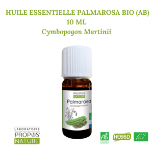 PALMAROSA BIO (AB) – HUILE ESSENTIELLE 10 ML – Cymbopogon Martinii DDM: 12.25