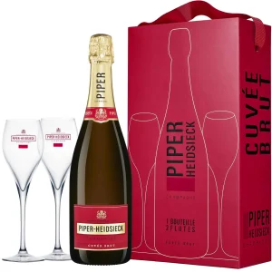 Piper-Heidsieck Cuvée Brut Coffret Glasspack 1 Bouteille 2 flûtes