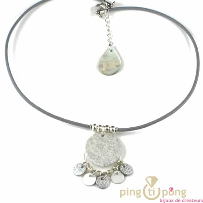 Collier original en nacre « Paillettes » grand modèle – Bijoux originaux « La petite Sardine » – Image 3