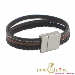 Bracelet cuir marron La Fleur de Peau