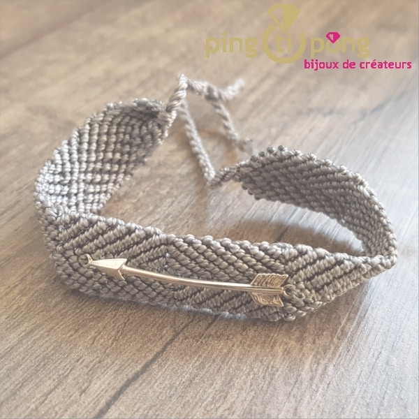 Bracelet brésilien flèche argent homme et femme gris souris – L’AVARE bijoux – Image 2