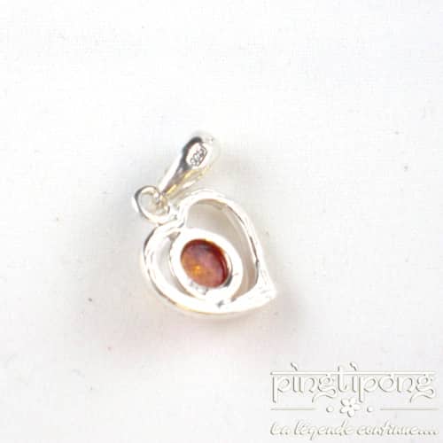 Pendentif Balticambre coeur en argent et perle d’ambre orange ronde – Image 4