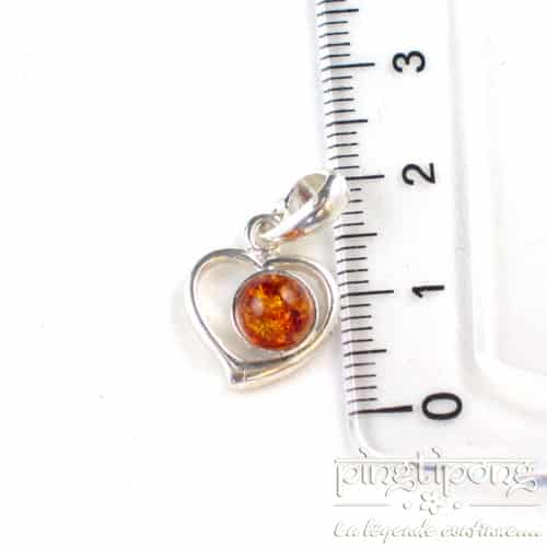 Pendentif Balticambre coeur en argent et perle d’ambre orange ronde – Image 6