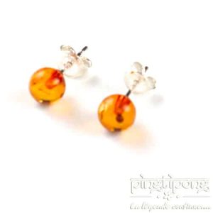 Boucle d&rsquo;oreille Perle ronde de 6mm en ambre Balticambre