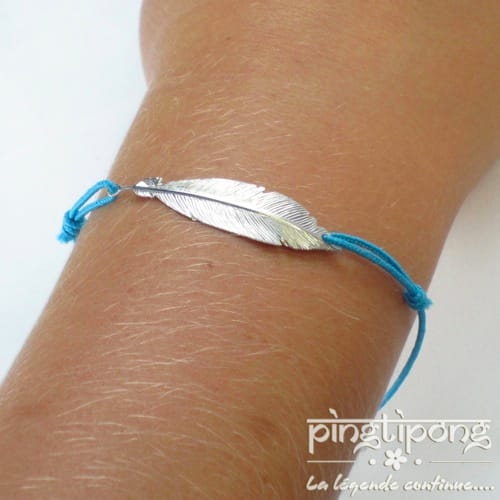 Bijoux plume bleu – Bracelet argent femme – L’AVARE bijoux – Image 3