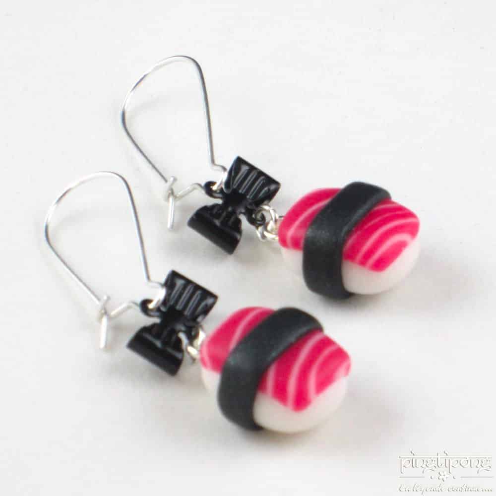 Boucle d’oreille fantaisie sushi au thon rouge – Ca perle et papote – Image 4