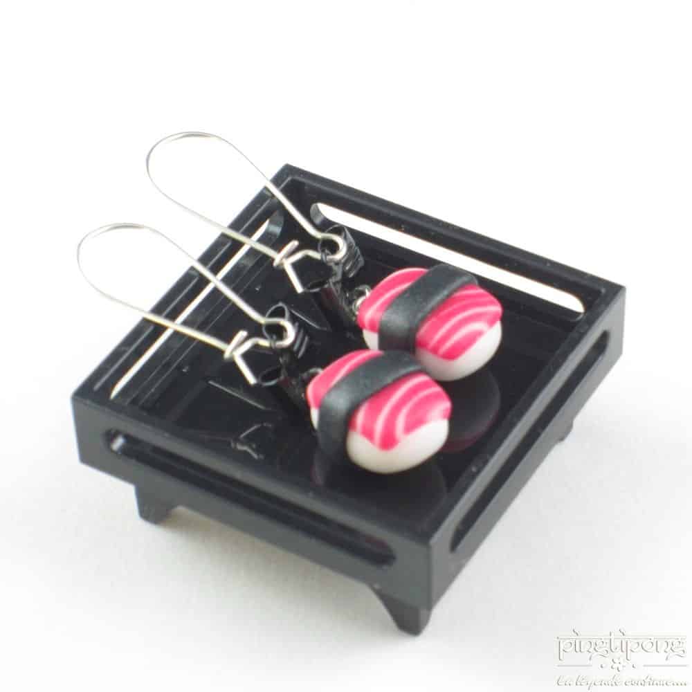 Boucle d’oreille fantaisie sushi au thon rouge – Ca perle et papote – Image 3