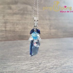 Collier en argent et cristaaux de Swarovski® dans les tons bleutés : SPARK