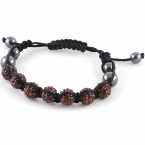 Bracelet shamballa en perles orange et grises