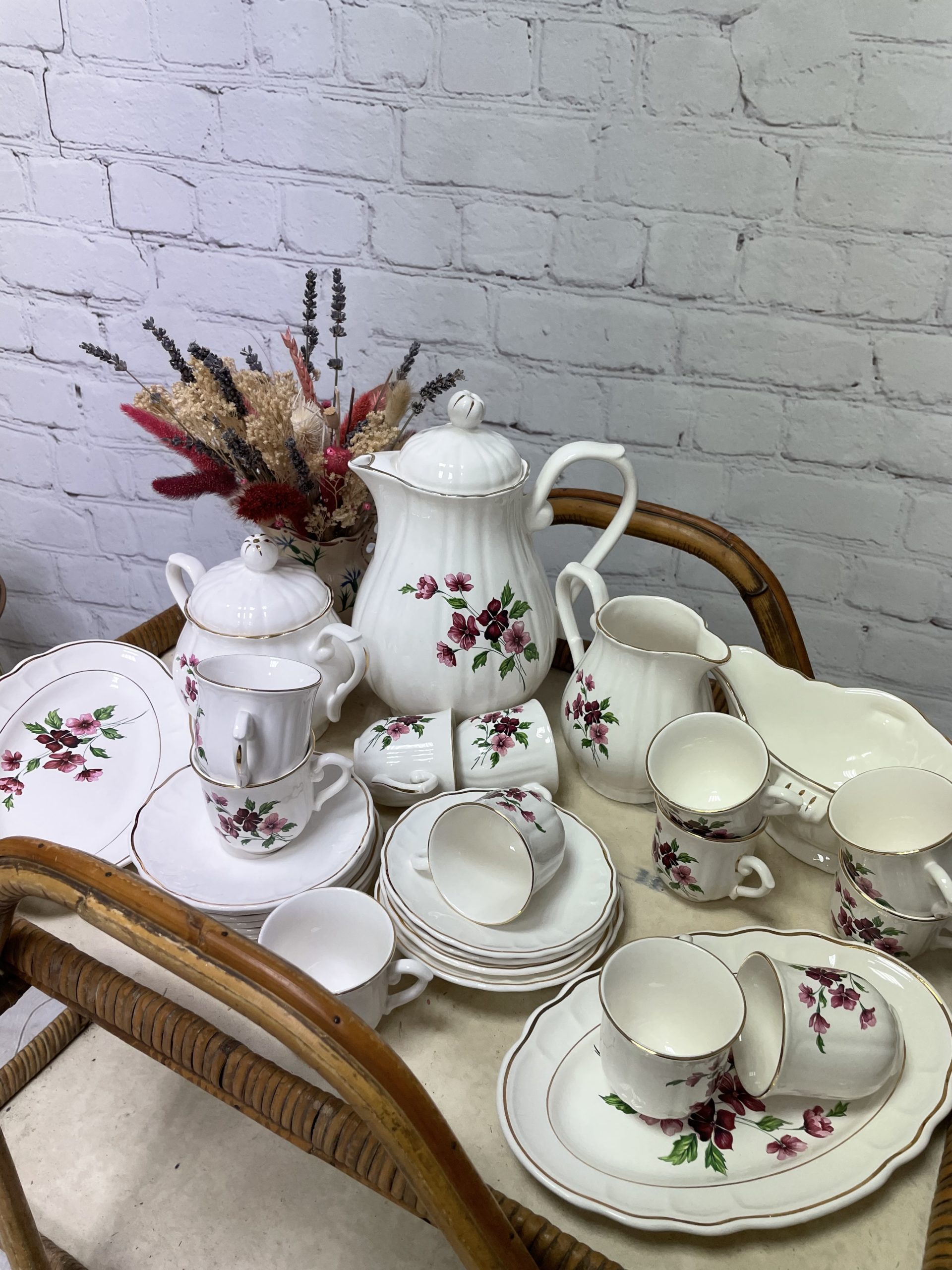 Service à thé vintage complet 30 pièces Salins France Briare